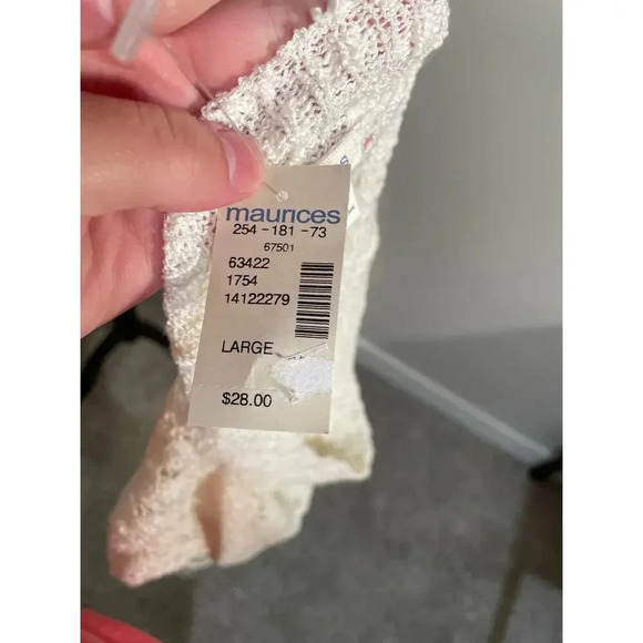 NWT Y2K Maurice’s White/Off-White Open‎ Knit Short Sleeve Top - Picture 11 of 11